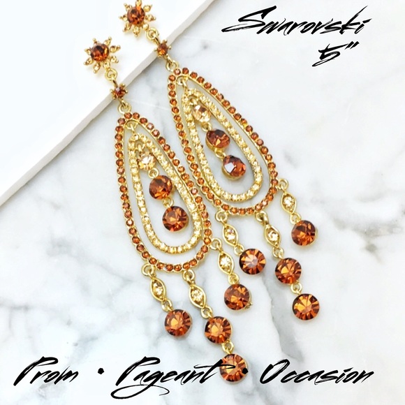 Swarovski Topaz Chandelier Event Earrings  e1 - Picture 3 of 4